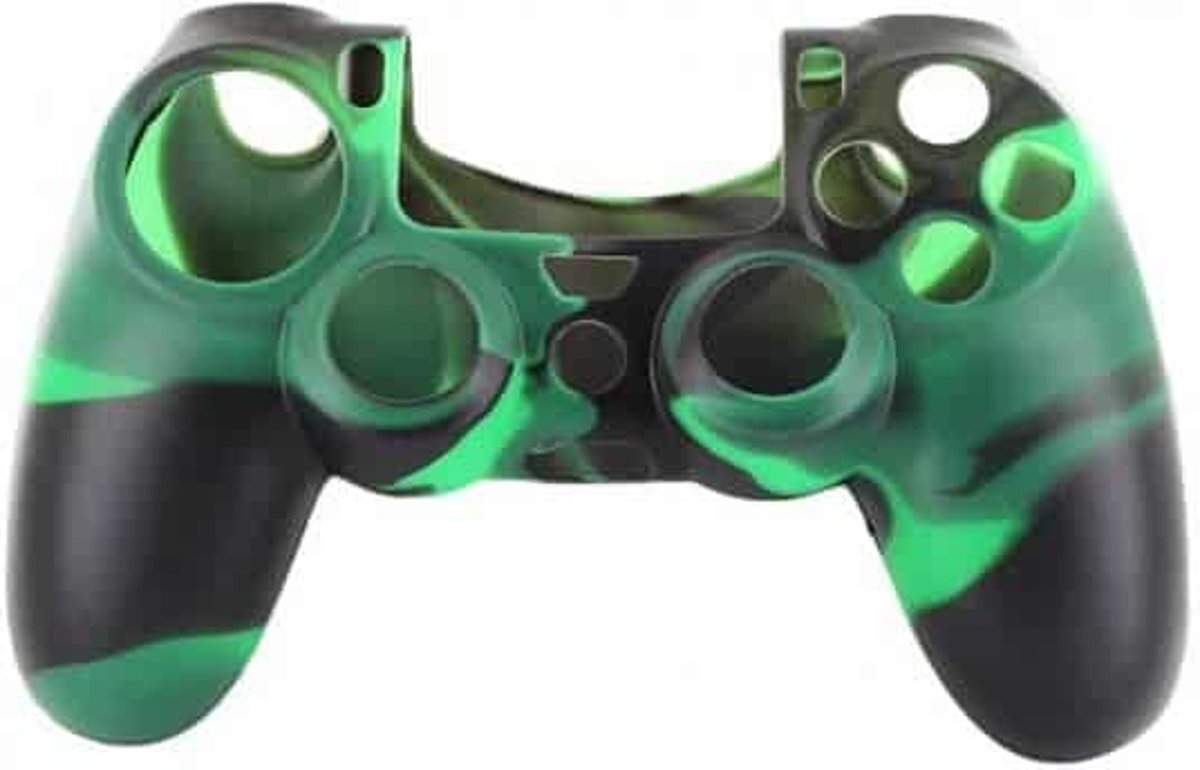 SKINS Protector Siliconen Skin PS4 Controller Silicone Hoes Playstation 4 Zwart / Groen