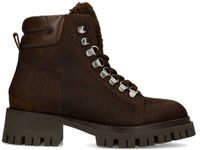 Sacha - Dames - Bruine veterlaarsjes met pony hair - Maat 42