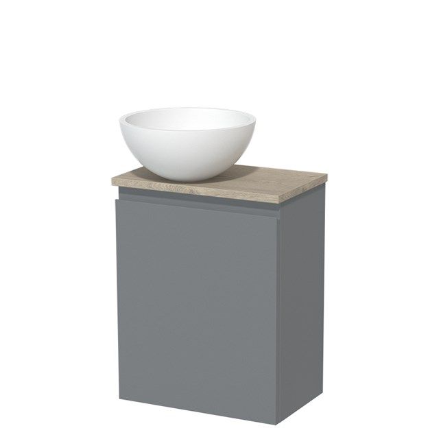 Maxaro Modulo Toiletmeubel 41 cm - Middengrijs - Lichtgrijs Eiken