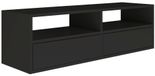 Meuble TV bas, noir, 100 x 30 x 30 cm, système d'ouverture par pression, fixation murale