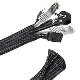Romon 3M Kabelslang, 13-22 mm, op maat te snijden, zelfsluitend, flexibel geweven kabelmantel, spiraalslang voor tv, pc, thuisbioscoop, autokabel, kabelmanagement, beetvast voor honden, zwart