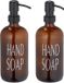 Merkloos Relaxdays Glazen Zeeppomp - Set van 2 - 500 ml - Handmatig - Bruin/Zwart