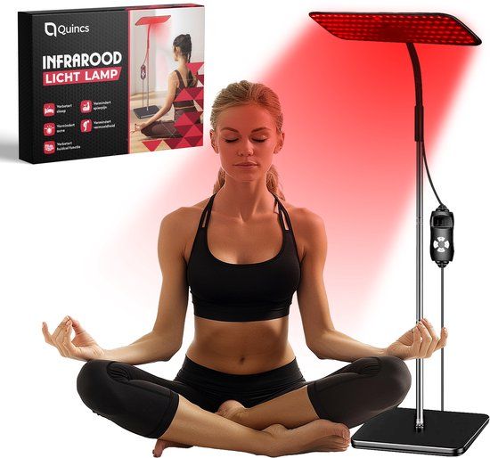 Quincs Infraroodlamp - Rood Licht Therapie voor Spieren en Gewrichten - Lichttherapie - Warmtelamp - Red Light Therapy - Infrarood en ver-infrarood - In hoogte verstelbaar 53cm tot 152cm