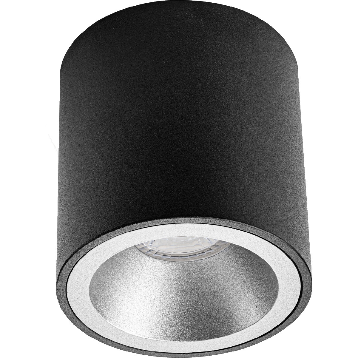 BES LED Opbouwspot GU10 - Pragmi Cliron Pro - Opbouw Rond - Mat Zwart/Zilver - Aluminium - Verdiept - Ã˜90mm