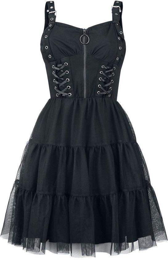 Vixxsin Selkie Dames Midi-jurk - Zwart - XXL