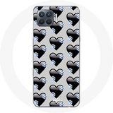 Maniacase Hoesje voor Oppo A93 5G Zwarte Harten Achtergrond