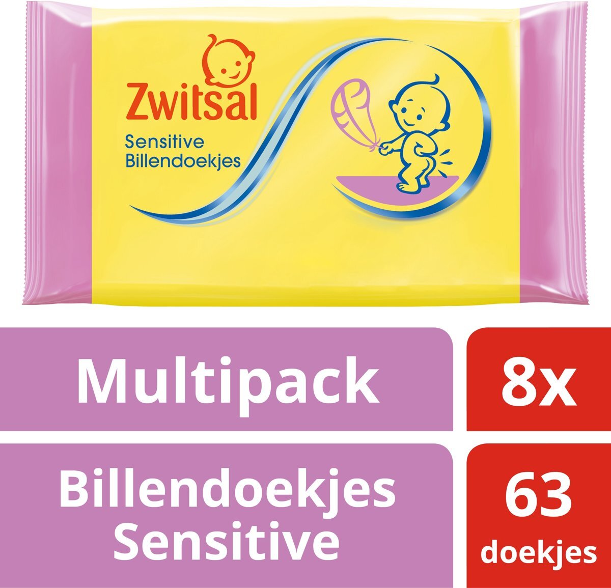 Zwitsal Billendoekjes Sensitive - 8 x 63 stuks - Baby - Voordeelverpakking