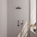 Brauer Gunmetal Carving Thermostatische Regendoucheset Inbouw - Hoofddouche 30 cm - Gebogen Wandarm - Handdouche Staaf - Doucheslang - Wandaansluitbocht - Gunmetal