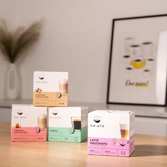 CHiATO Koffiecapsules compatibel met NESCAFÉ® Dolce Gusto® Latte Macchiato, 8+8 st.