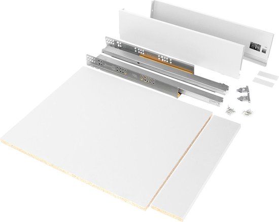 Emuca Set lade Vertex voor keuken of bad inclusief panelen, zacht sluiten, 500x93mm, module 450mm, staal, wit
