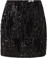WE Fashion Dames pailletten rok - Zwart - Maat S