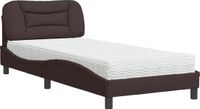 vidaXL Lit avec matelas "Hvar" tissu marron foncé 90x200 cm