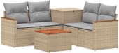 vidaXL Bankstel 2 zitplaatsen Beige en Lichtgrijs Polyrattan en Staal