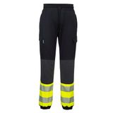 Portwest PW3 Hi-Vis Flexi Klasse 1 Jogging Broek KX341 - Zwart/Geel - XL