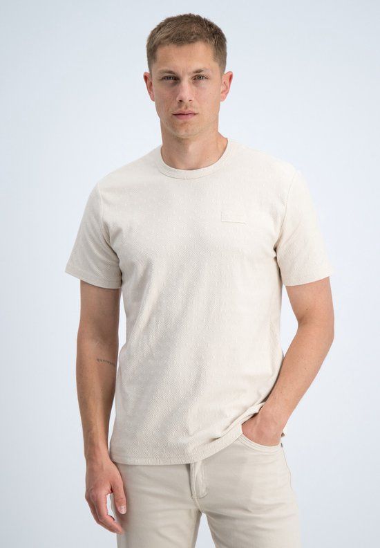 Gabbiano T-shirt Chest Logo Jacquard Jersey Dune Sand