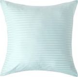 Homescapes Taie d'oreiller rayée en satin de coton 60x60 cm – Bleu aquatique – 100% coton égyptien – Densité de fils 330