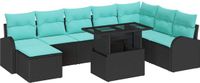 vidaXL - Tuinbank - Set - 9 - st - Zwart - Poly - rattan