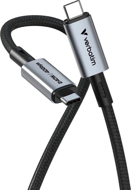Verbatim USB-C naar USB-C Kabel 240W 40Gb/s Opladen en Synchroniseren voor Telefoons