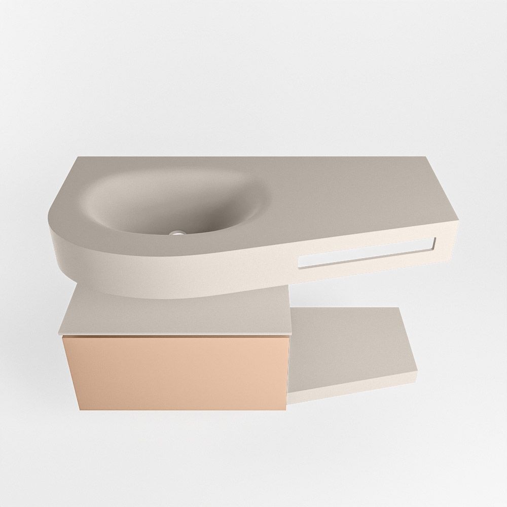 Mondiaz Riva Dulcet Badkamermeubel Links 100 cm - Linnen & Rosé - 2021 Model