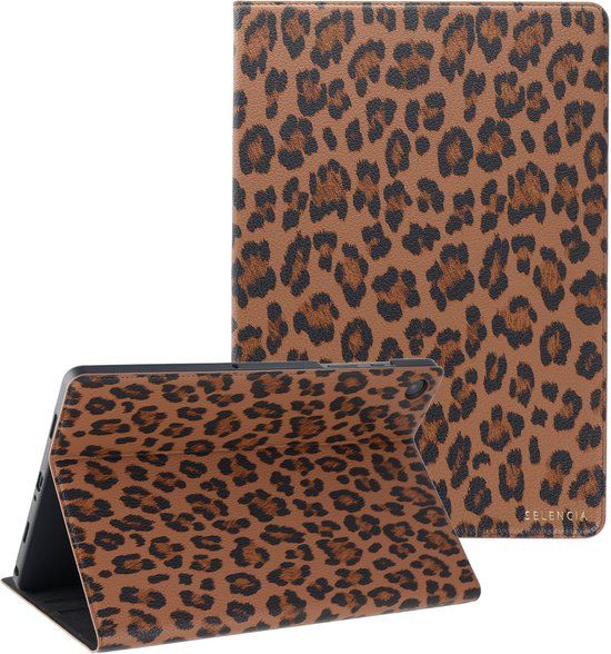 Selencia Sabi Book Case voor Samsung Galaxy Tab A11 Plus - Panterprint - Kunstleer - Mocha Brown