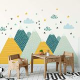 Muursticker Ziska Muursticker voor kinderen, zelfklevend, enorme bergen Scandinavische decoratie voor kinderkamer, 105 x 215 cm