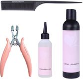 hair2heart Bonding Remover Set - Grote set pour le retrait des extensions à bonding, 100 ml de dissolvant, 200 ml de shampooing, pince à bonding et peigne à queue