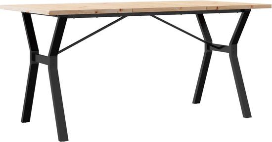 vidaXL Eettafel Y-frame 140x80x75,5 cm massief grenenhout en staal