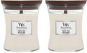 WoodWick Geurkaars Medium White Teak 2 x 275 gr Voordeelverpakking