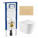 Geberit QeramiQ Dely Toiletset - 36.3x51.7cm - Geberit UP720 inbouwreservoir - rimless - diepspoel - zitting - softclose - bedieningsplaat beige - ronde knoppen - mat wit