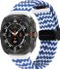 By Qubix - Braided smartwatch bandje met D-buckle sluiting - Blauw met wit - Geschikt voor Samsung Galaxy Watch Ultra / Ultra 2 - 47mm