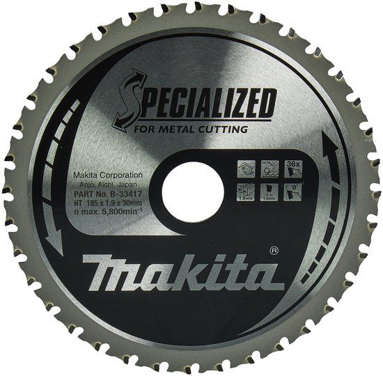 Makita Accessoires Makita B-33417 Cirkelzaagblad Staal - Specialized 185 X 30 X 1,9 - 36T - 0g