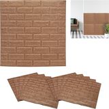 Merkloos Relaxdays Steenstrips - Set van 10 - 3D-effect - Zelfklevend - 70 x 70 cm - Wandpanelen - Brons