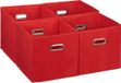 Merkloos Relaxdays Kastmand - Set van 4 - Opvouwbaar - 30x30x30 cm - 2 Handgrepen - Speelgoed - Rood