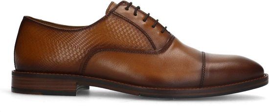 Manfield Heren Cognac Leren Veterschoen Maat 43