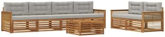 vidaXL Ensemble de canapé d'extérieur 7 pièces Naturel et gris clair