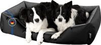 BedDog® LUPI hondenmand, vierkant hondenkussen, grote hondenbed, hondensofa, hondenhuis, met afneembare hoes, wasbaar, maat XXL, zwart/grijs