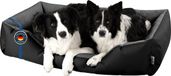 BedDog® LUPI hondenmand, vierkant hondenkussen, grote hondenbed, hondensofa, hondenhuis, met afneembare hoes, wasbaar, maat XXL, zwart/grijs