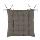 Stof Textile stoelkussens DUO - taupe - 38 x 38 x 3.5 cm - touwtjes sluiting - zitkussens - binnen/buiten