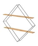 WENKO Wandplank Geo, ruit, plank van metaal en grenenhout, bruin, 56 x 56 x 10 cm