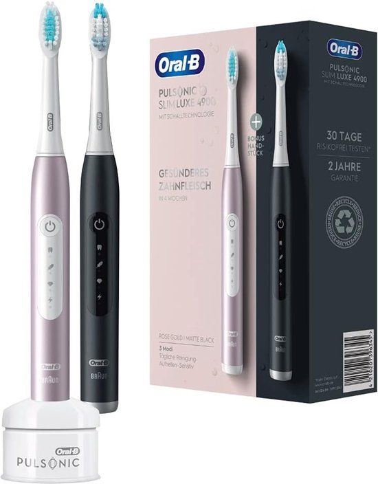 Braun Oral-B Pulsonic Slim Luxe 4900 Elektrische tandenborstel Zwart/Rosegold - 2 Handstukken