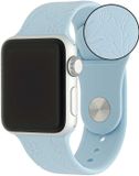 123watches Print Bandje - Siliconen - Bloemen Blauw - 44/45/46/49 mm - Geschikt voor Apple Watch