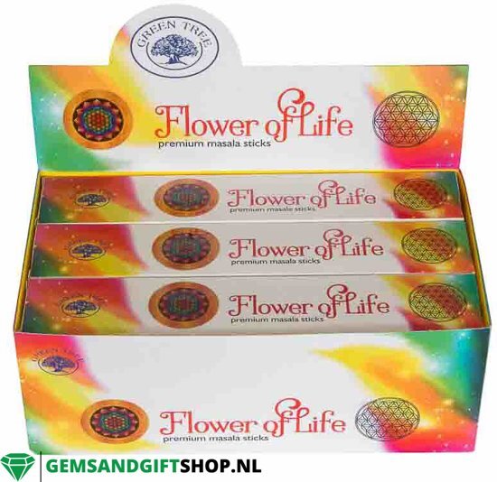 Hem Flower of Life Green Tree wierook â€“ 180 geurstokjes van 15 gram -