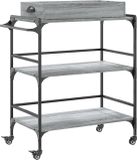 vidaXL Keukentrolley - 81,5x41x92,5 cm - Bewerkt Hout - Grijs Sonoma Eiken