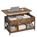 Vasagle table basse pliable avec rangement, 100 x 50 x (48-62) cm | Meuble de salon, transformable, acier, panneau de particules et MDF, marron rustique et noir mat, collection DAXTON LCT202B01
