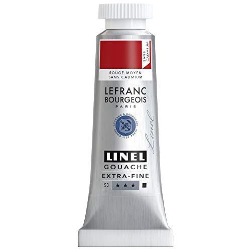 Lefranc & Bourgeois Lefranc Bourgeois 301174 Linel Gouache extra- fijne en gladde aquarelverf met maximale kleurintensiteit, helderheid voor streeploos aanbrengen, tube van 14 ml - Cad-Free Red Medium