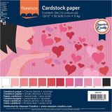 Vaessen Creative Cardstock - Valentijn Kleuren - 30,5 x 30,5 cm - 24 vellen - Textuur - 216 g