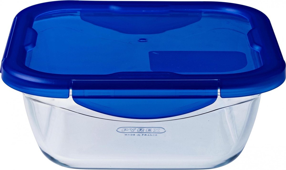 Pyrex Cook & Go - Recipiente Cuadrado con Tapa 100% hermética, para Contener Alimentos, Apto para Horno y microondas, 21 x 21 cm, Capacidad DE 1,7 l