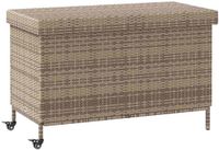 vidaXL Tuinbox met wielen, grijs, 110x55x73 cm, polyrotan