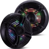 Pyle Marine Luidsprekers – Waterdichte Speakers- Buitenluidsprekers- Weerbestendige Stereoluidsprekers - Marine Stereoluidsprekers Systeem met LED Lichten- 250 Watt -Zwart