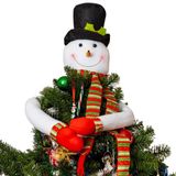 Ornativity Sneeuwpop kerstboom knuffelaar - kerstboom top winter sneeuw man topper ornament decoratie voor kerstboom